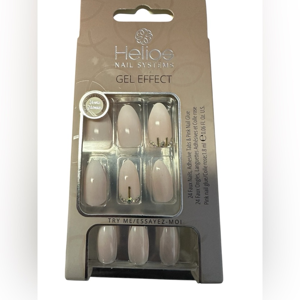 Helios Nails Systems Complete Kit New In Box Gel Effect Nude 24Faux Nails